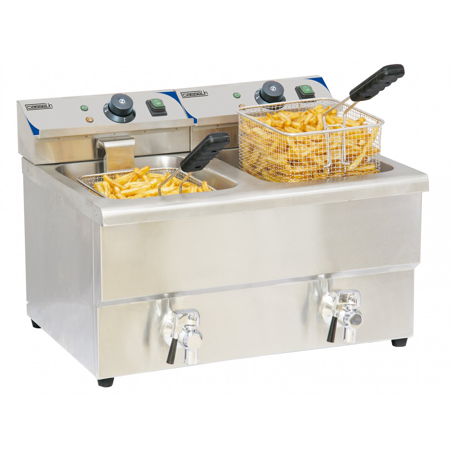 Friteuse électrique avec vanne de vidange 2x8 litres