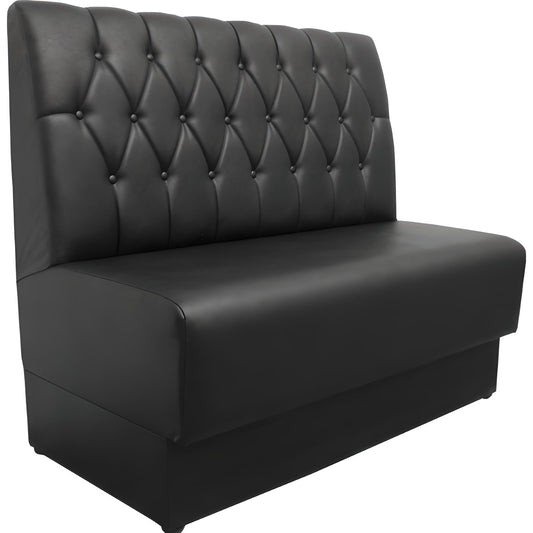 Banquette las vegas 2 vue de côté socle bois et dossier capitonné noir