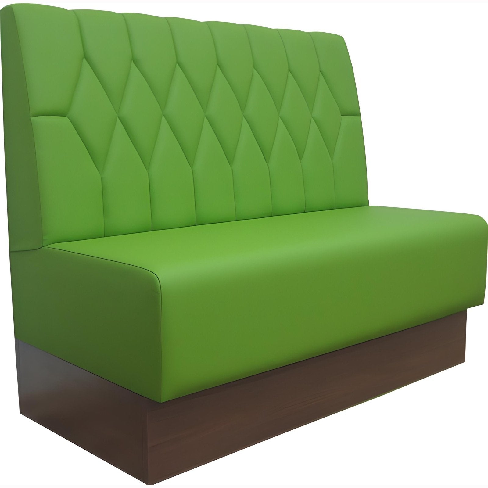 Banquette Las Vegas 03 vue de côté socle bois et dossier vert