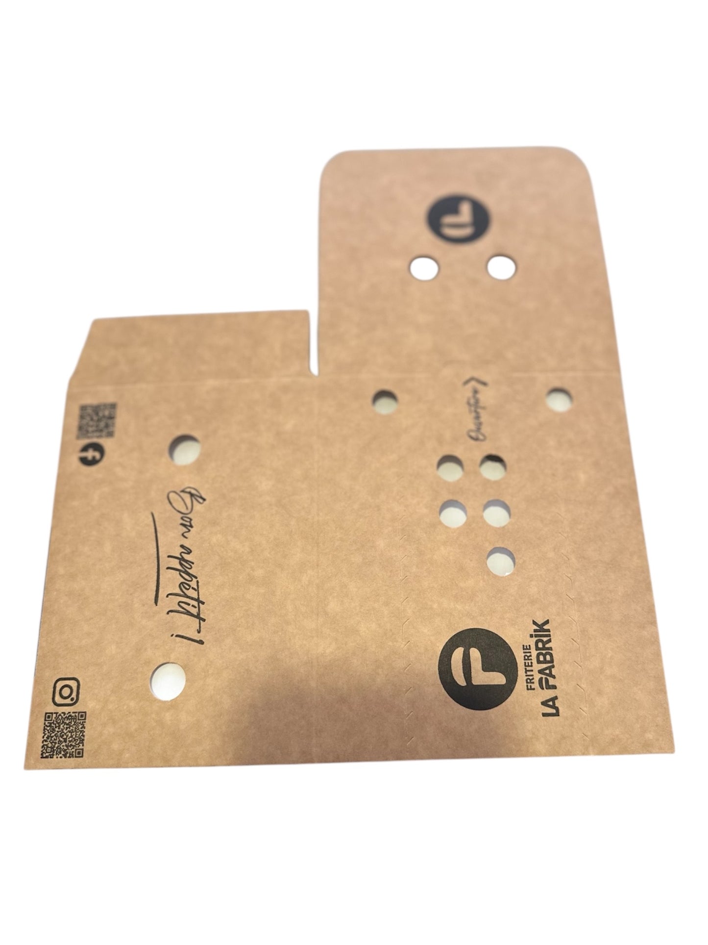 boite a frites personnalisé pour snack fast food vue plié