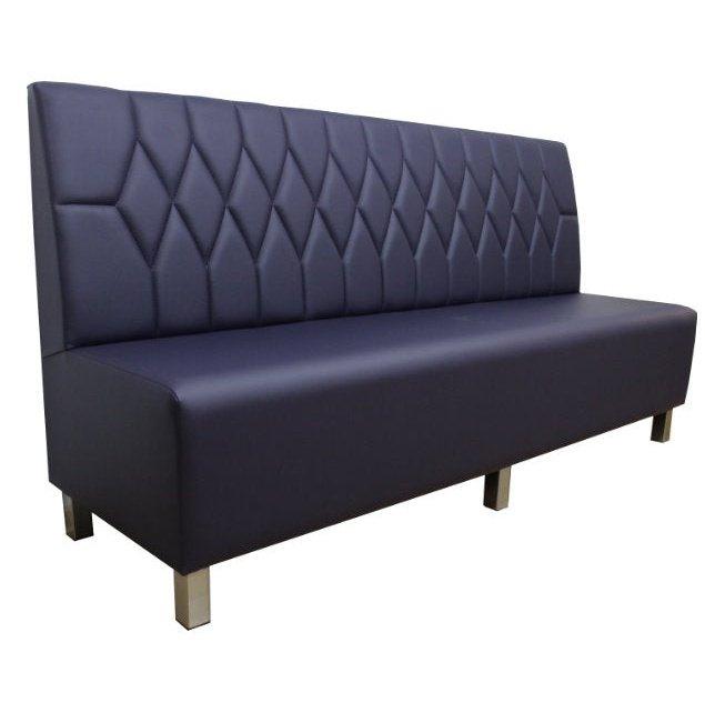 banquette restaurant  a pieds en métal coloris bleu 