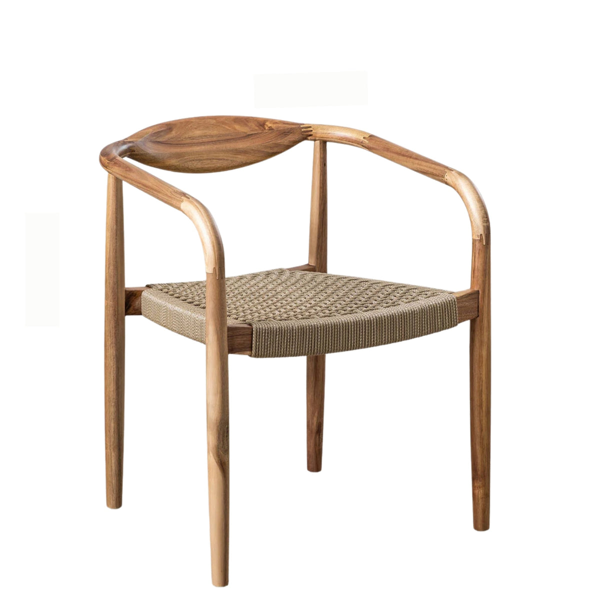 Chaise empilable Mallory en bois d’acacia et corde tressée pour restaurant professionnel