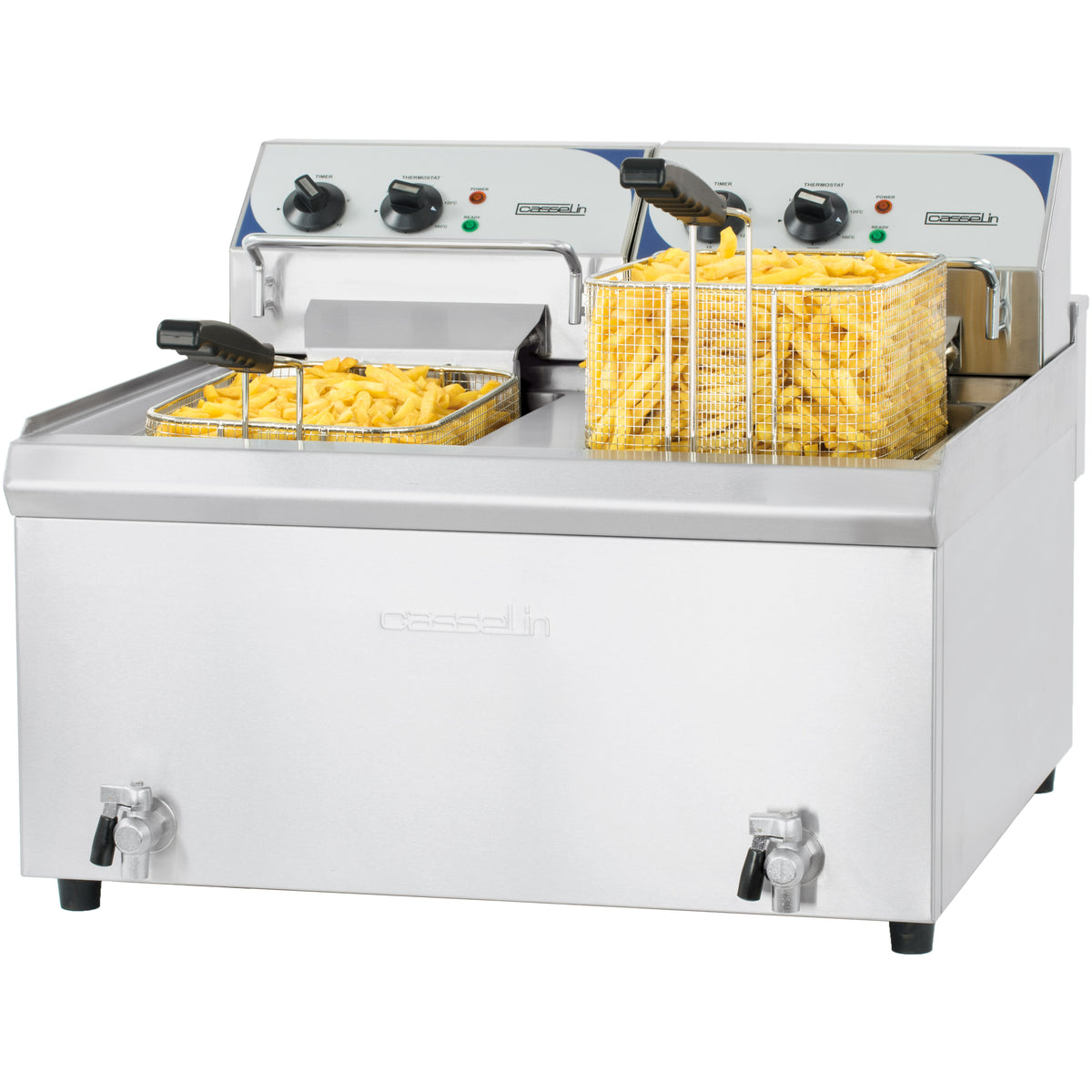 Friteuse électrique avec vanne de vidange 2 x 10 litres haut rendement - Prosofa