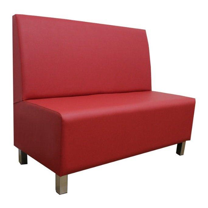 banquette de restaurant newyork similicuir rouge avec pieds metal, tissus norme m1 non feu 