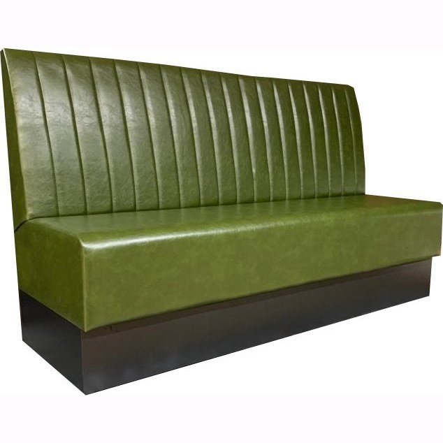 Banquette Rétro Prosofa vue de côté en similicuir vert vintage"