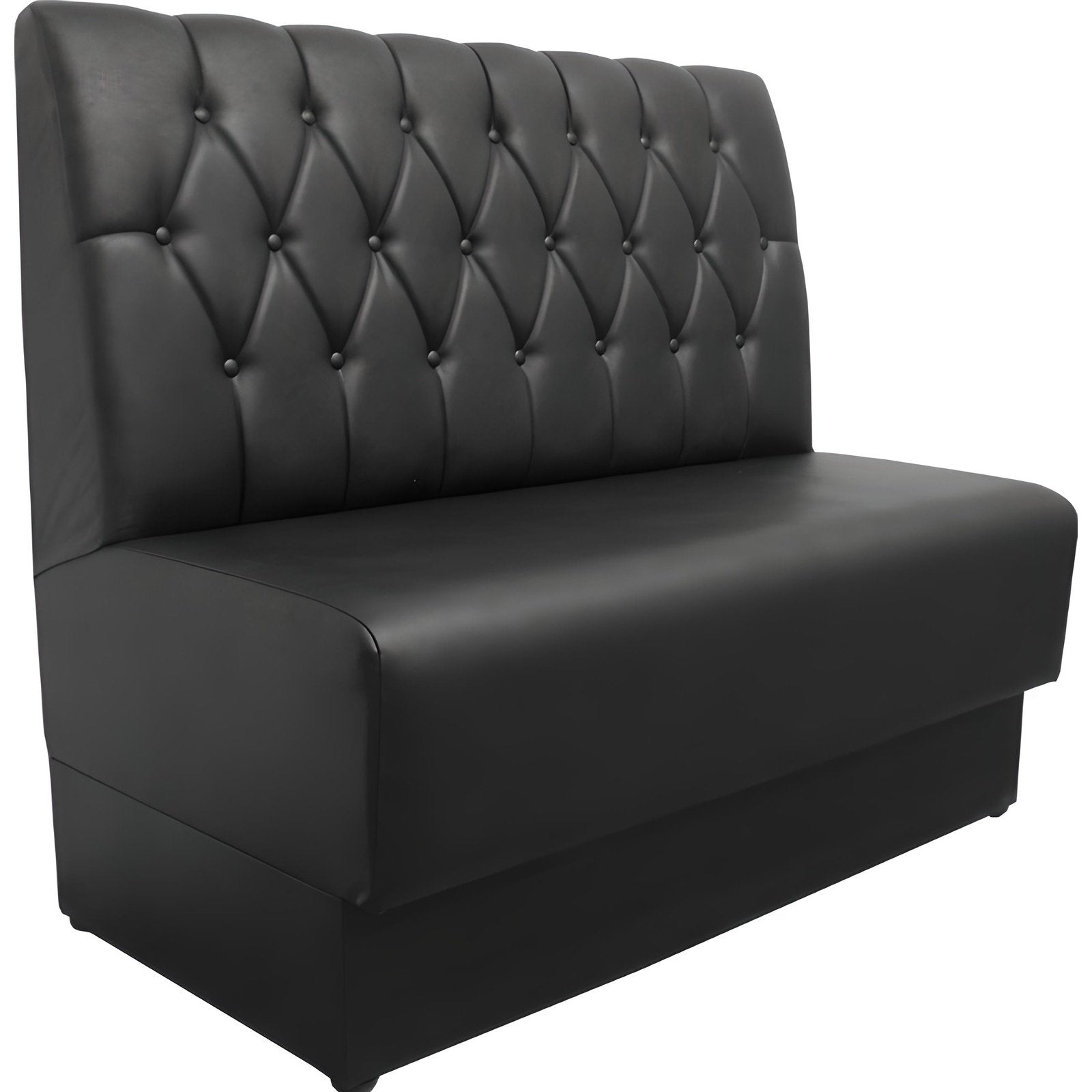 Banquette las vegas 2 vue de côté socle bois et dossier capitonné noir