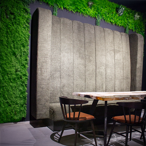 banquette sur mesure restaurant, cafés, hôtels vue d'ambiance dans un restaurant chic