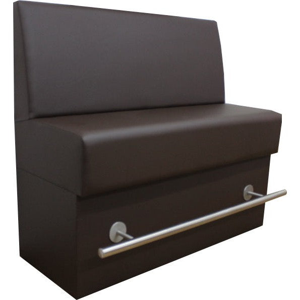 banquette de bar haute avec repose pied en inox coloris marron en inox