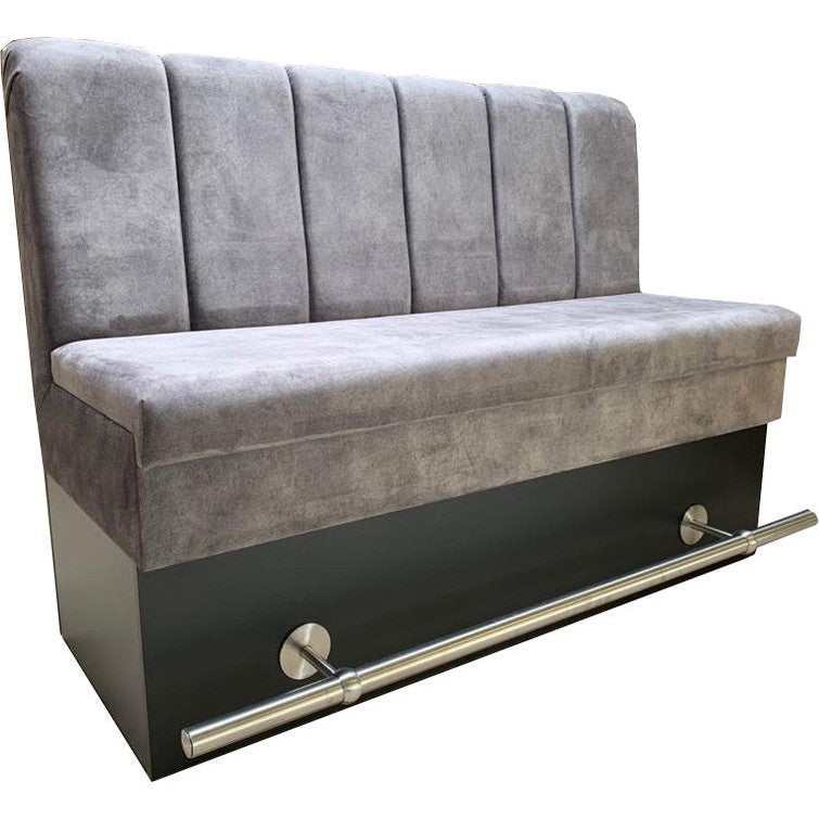 banquette haute butterfly en tissus velours avec repose pieds coloris gris pour restaurant, hôtels, espaces vip 