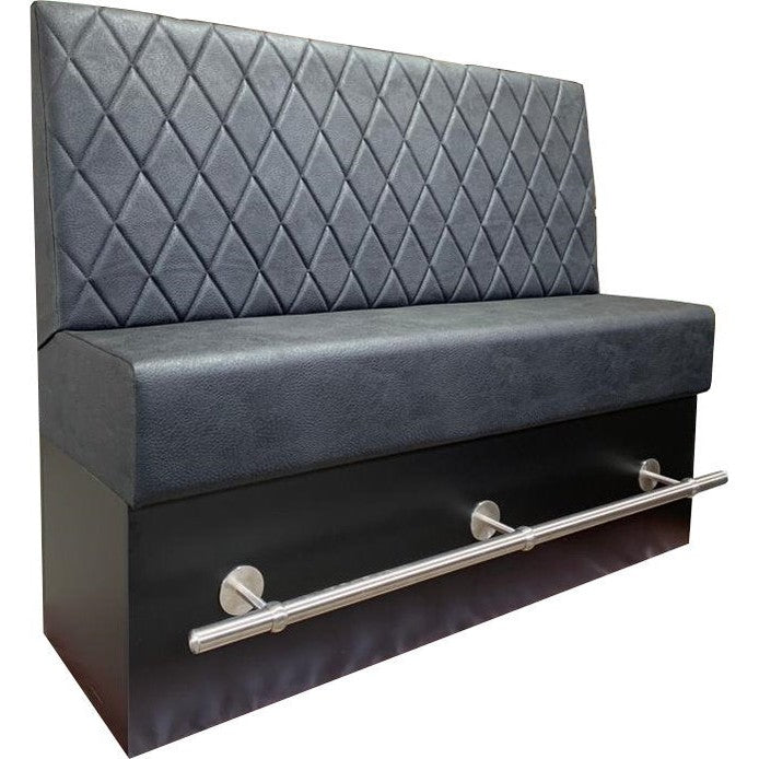 banquette haute de bar diamond en similicuir gris avec repose pieds en inox 