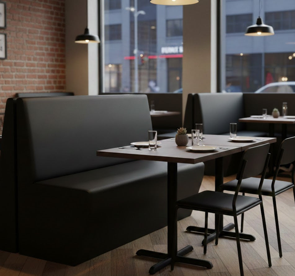 banquette oxford pour restaurant chr horeca en similicuir noir pas cher