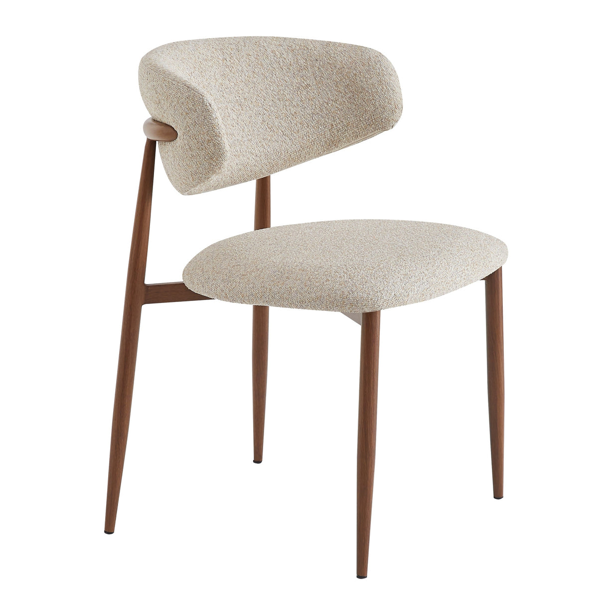 Chaise de restaurant Bonnie design scandinave tissu chiné greige et structure bois.