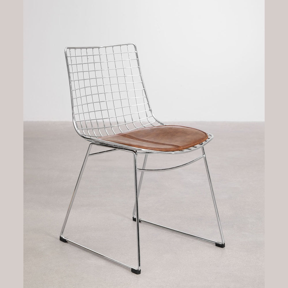 chaise en acier rené coloris marron pour salle a manger