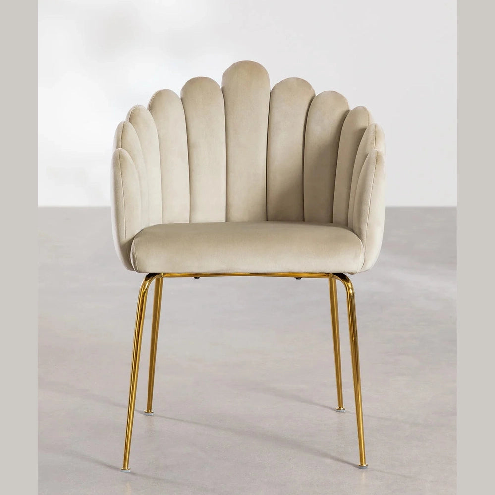 chaise markina pour restaurant en velours crème vue de droite 
