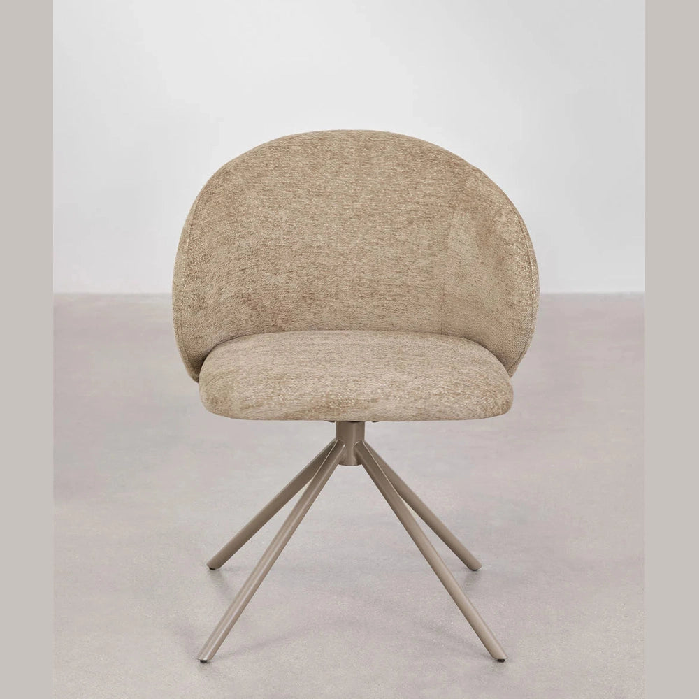 Profil latéral de la chaise pivotante Gryon en tissu chenille