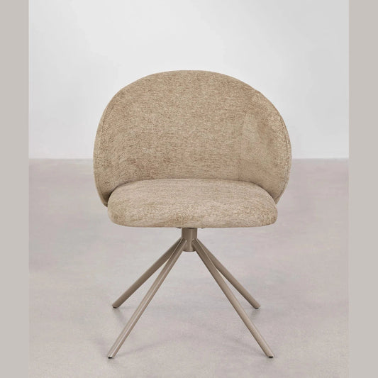 Profil latéral de la chaise pivotante Gryon en tissu chenille