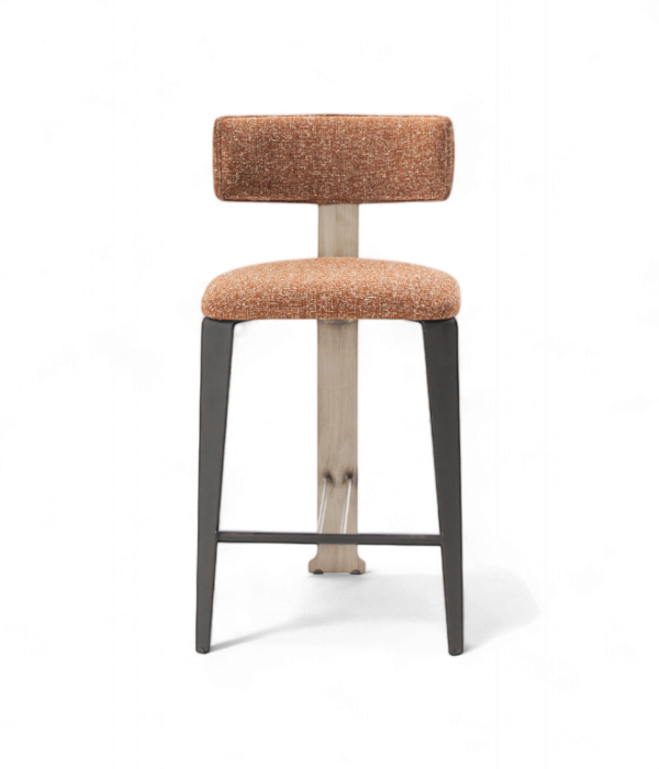 Tabouret de bar moderne Karan en textile bouclé et structure métal