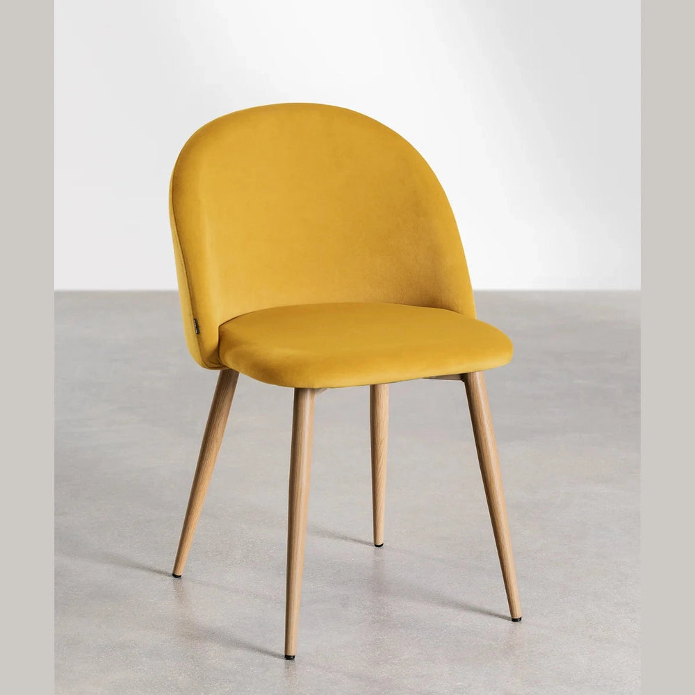 chaise pour HORECA moutarde velours vue de profil