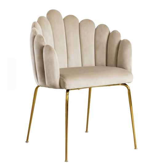 chaise markina pour restaurant en velours crème vue de face 