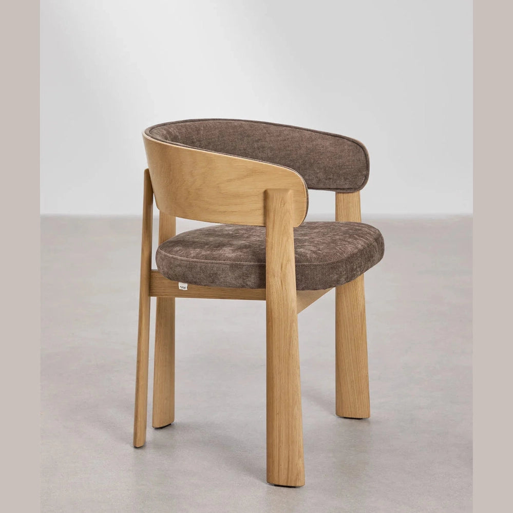 Chaise design Olea en bois avec assise et dossier en velours, idéale pour restaurants vue de haut
