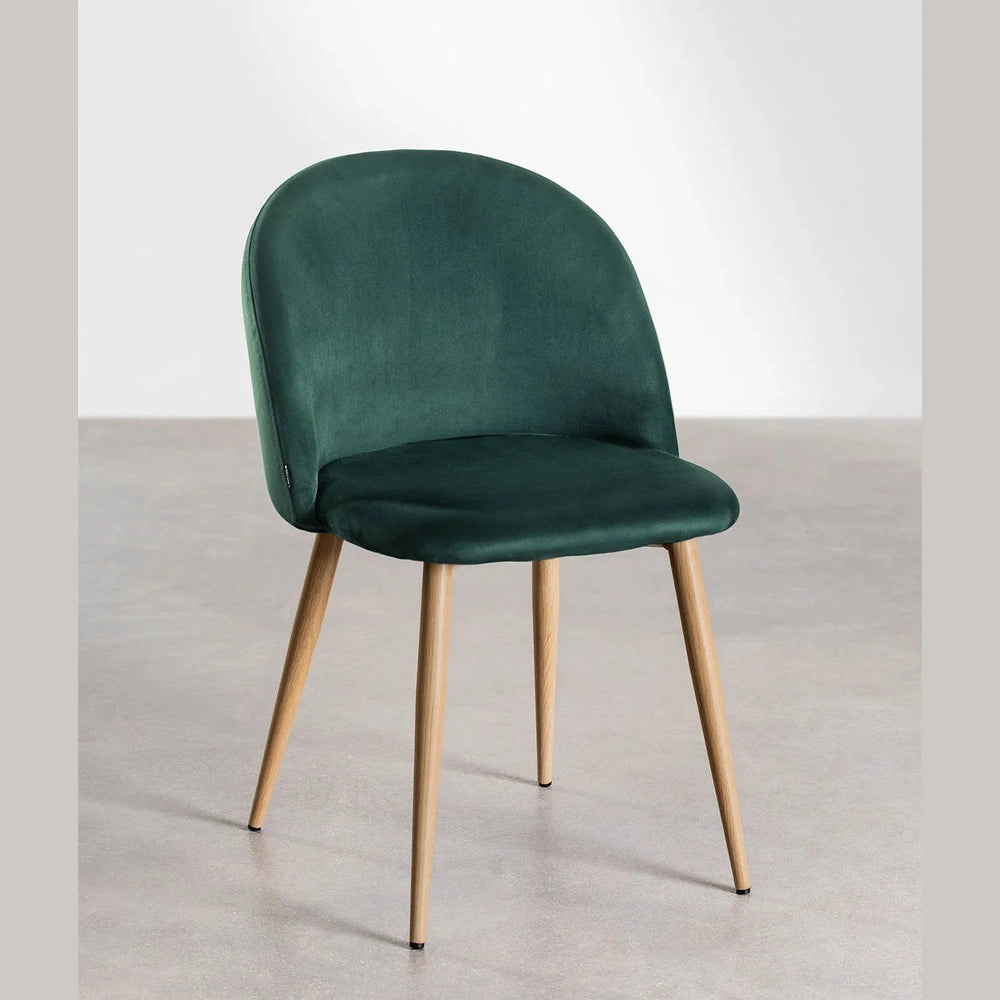 chaise pour HORECA vert velours vue de face 