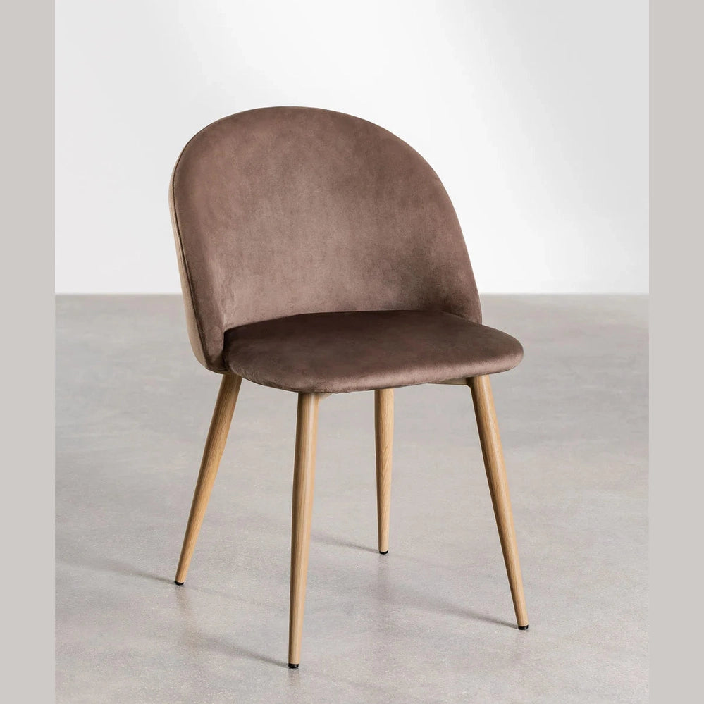 chaise pour HORECA marron velours vue de face 