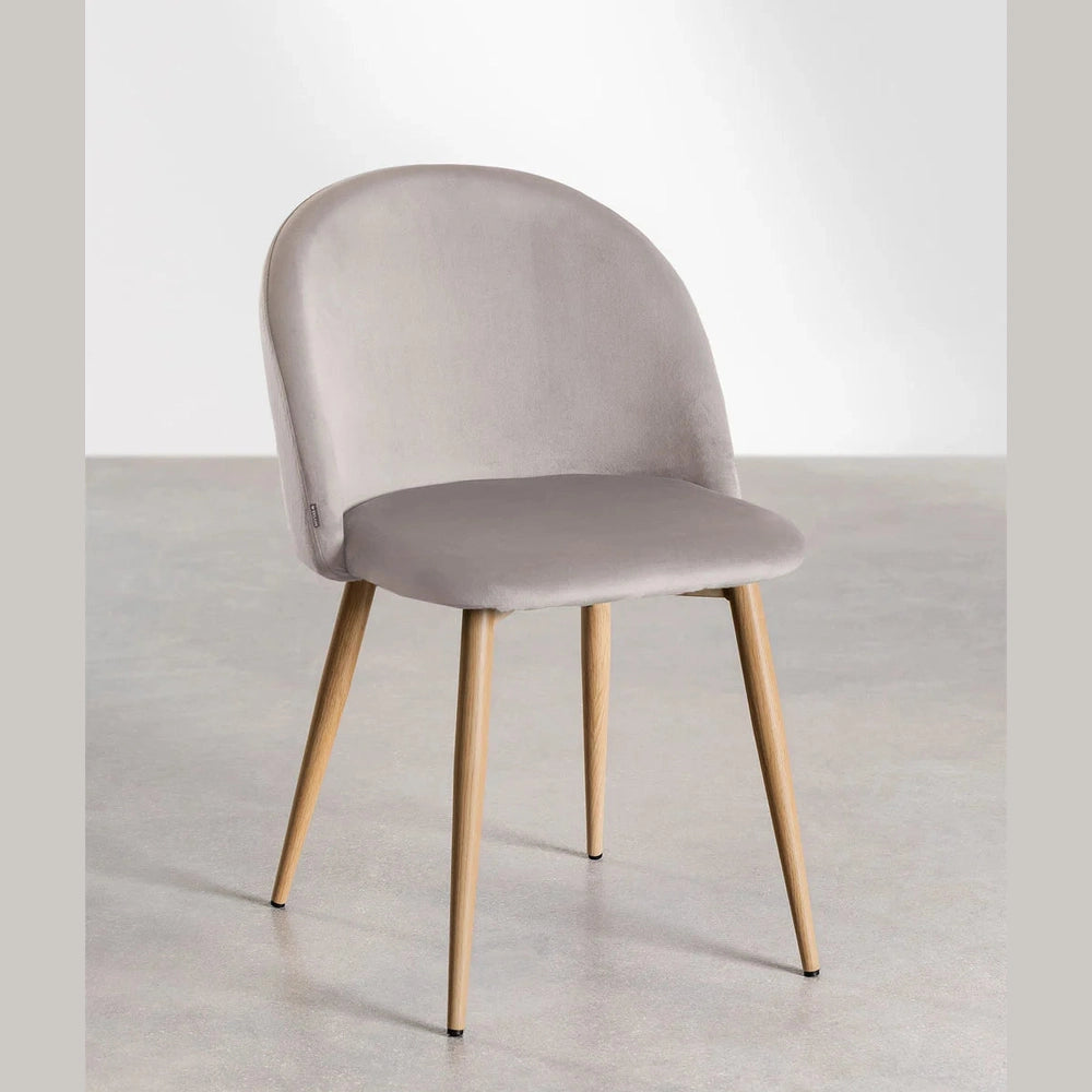 chaise pour HORECA taupe velours vue de face 