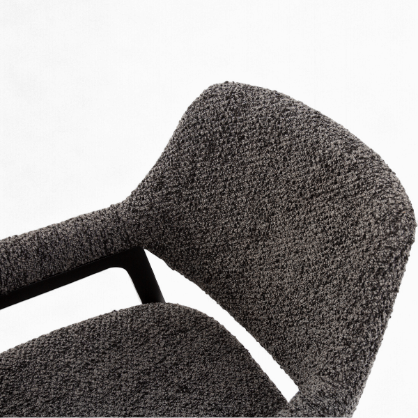 Chaise Porto en bois et tissu texturé gris – mobilier design pour restaurant, hôtel ou bureau vue de haut