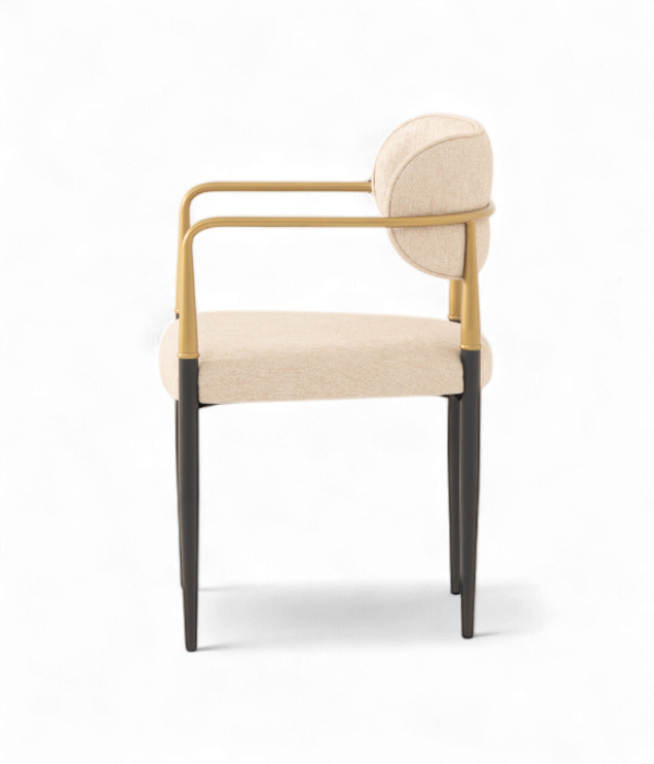 Profil chaise professionnelle Sky Arm structure bicolore noir et laiton style mid-century