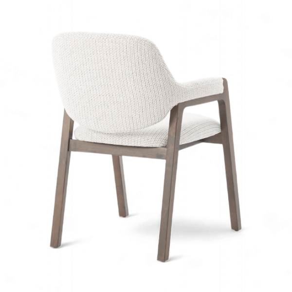 Chaise Porto en bois et tissu texturé gris – mobilier design pour restaurant, hôtel ou bureau