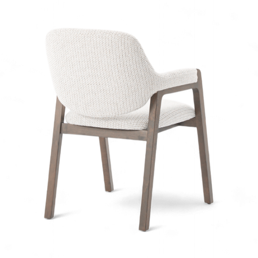 Chaise Porto en bois et tissu texturé gris – mobilier design pour restaurant, hôtel ou bureau