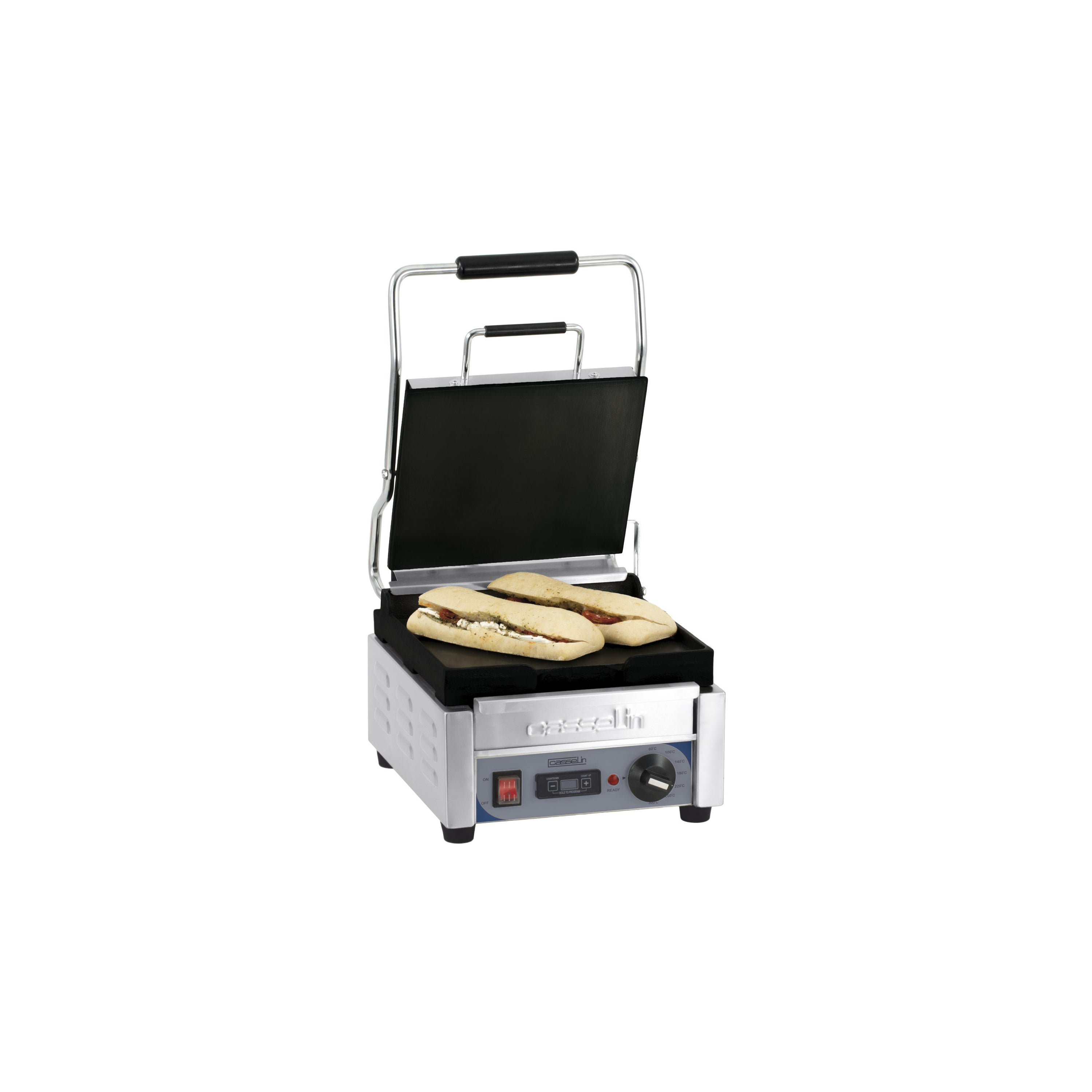 Petit grill panini professionnel Casselin CGPLLPPT plaques lisses avec minuteur