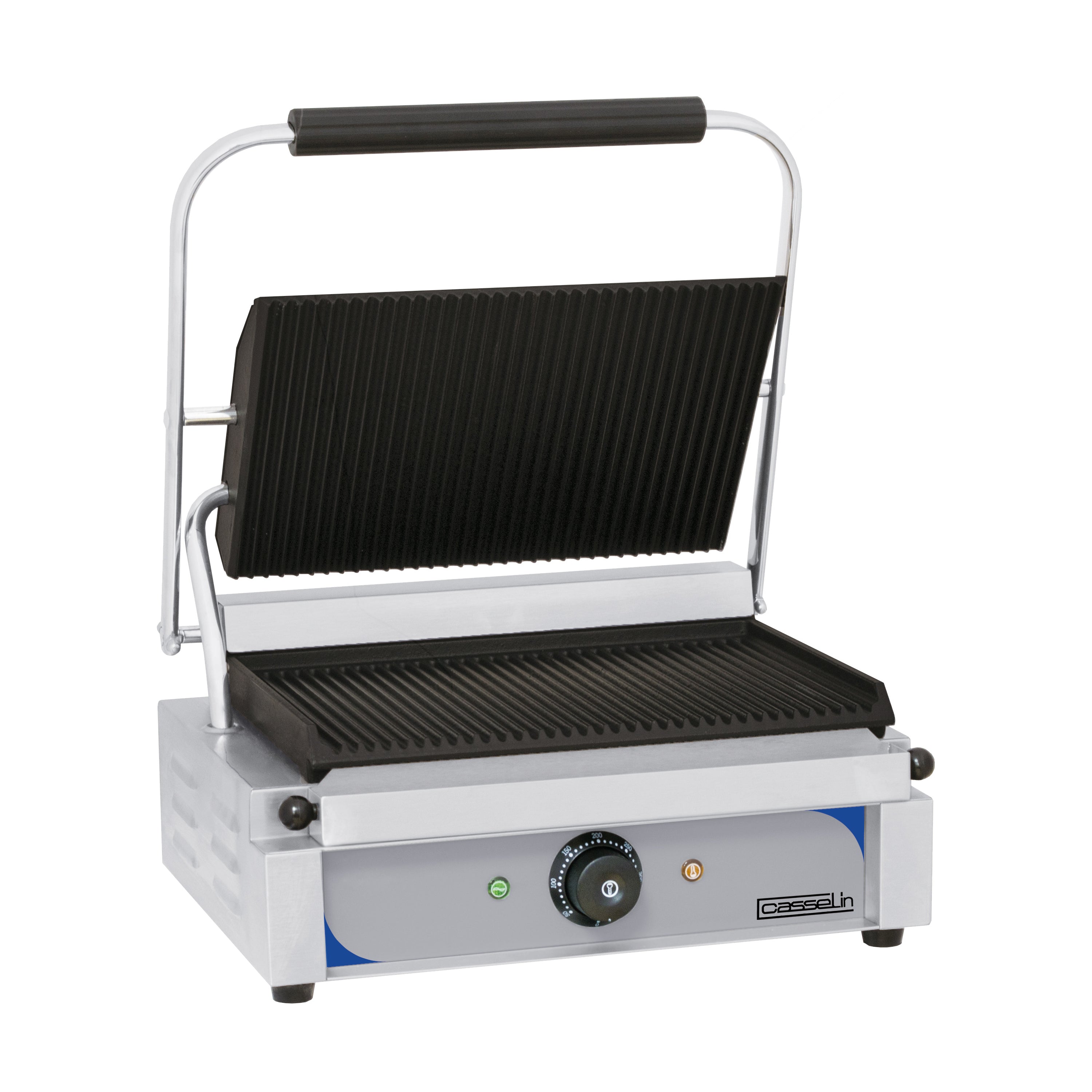Grill panini professionnel Casselin CGPRR plaques fonte rainurées acier inoxydable