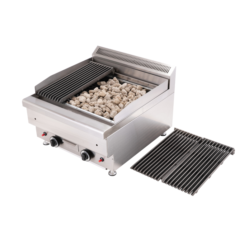 Grill charcoal gaz professionnel GCHD600 avec 2 brûleurs indépendants inox