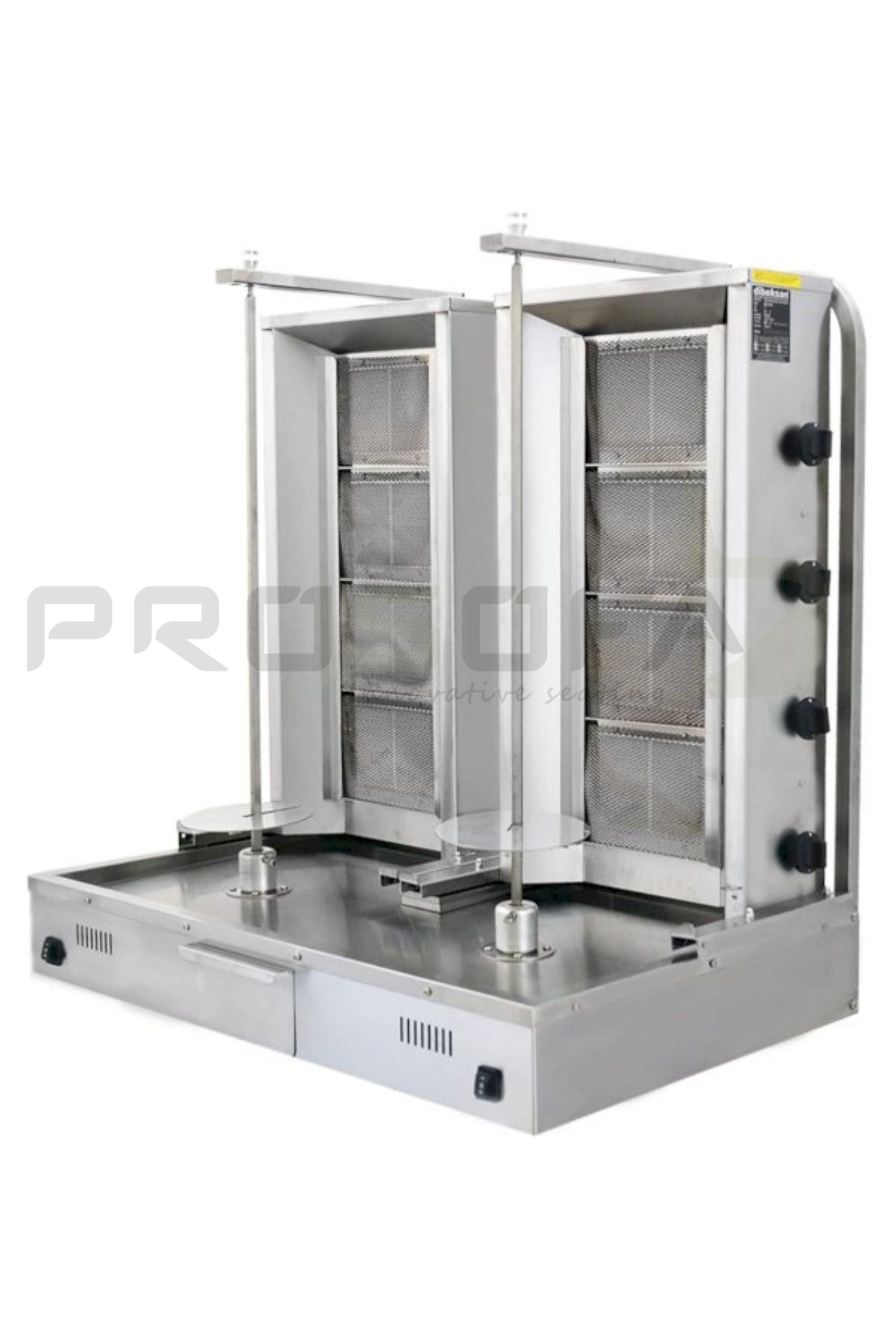 Machine à kebab professionnelle double 2 x 4 feux gaz - Garantie 1 an 