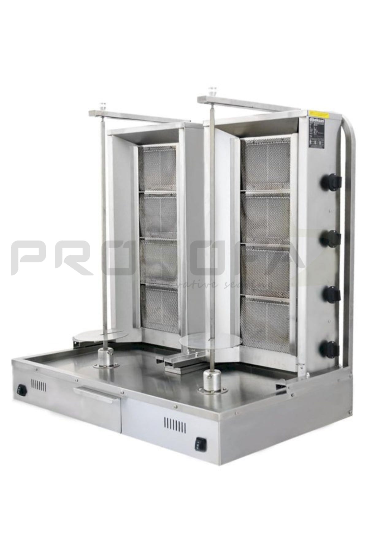 Machine à kebab professionnelle double 2 x 4 feux gaz - Garantie 1 an 