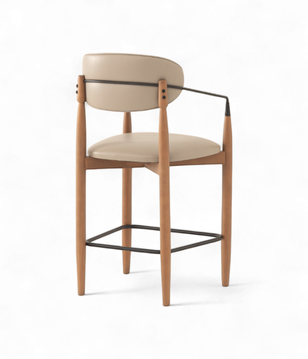 Tabouret de bar scandinave Malaga bois et cuir pour hôtel et CHR
