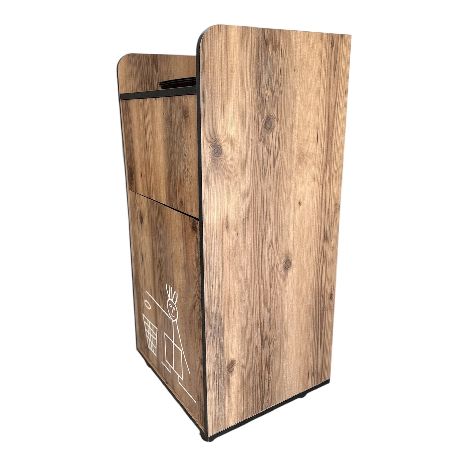 Meuble poubelle snack professionnel 70 L bois vue lateral