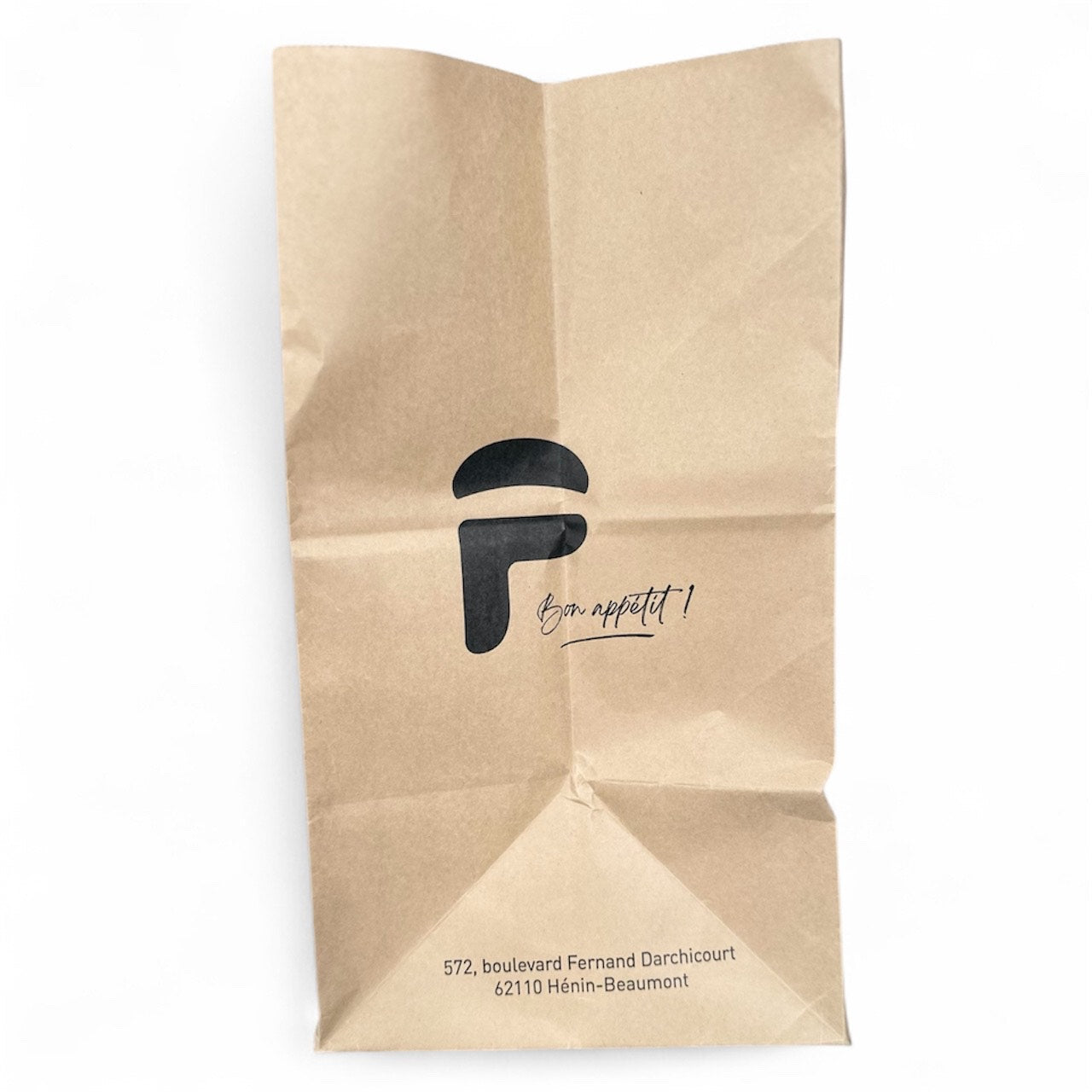 sac kraft personnalisable pour snack,  fast food, kebab vue de profil