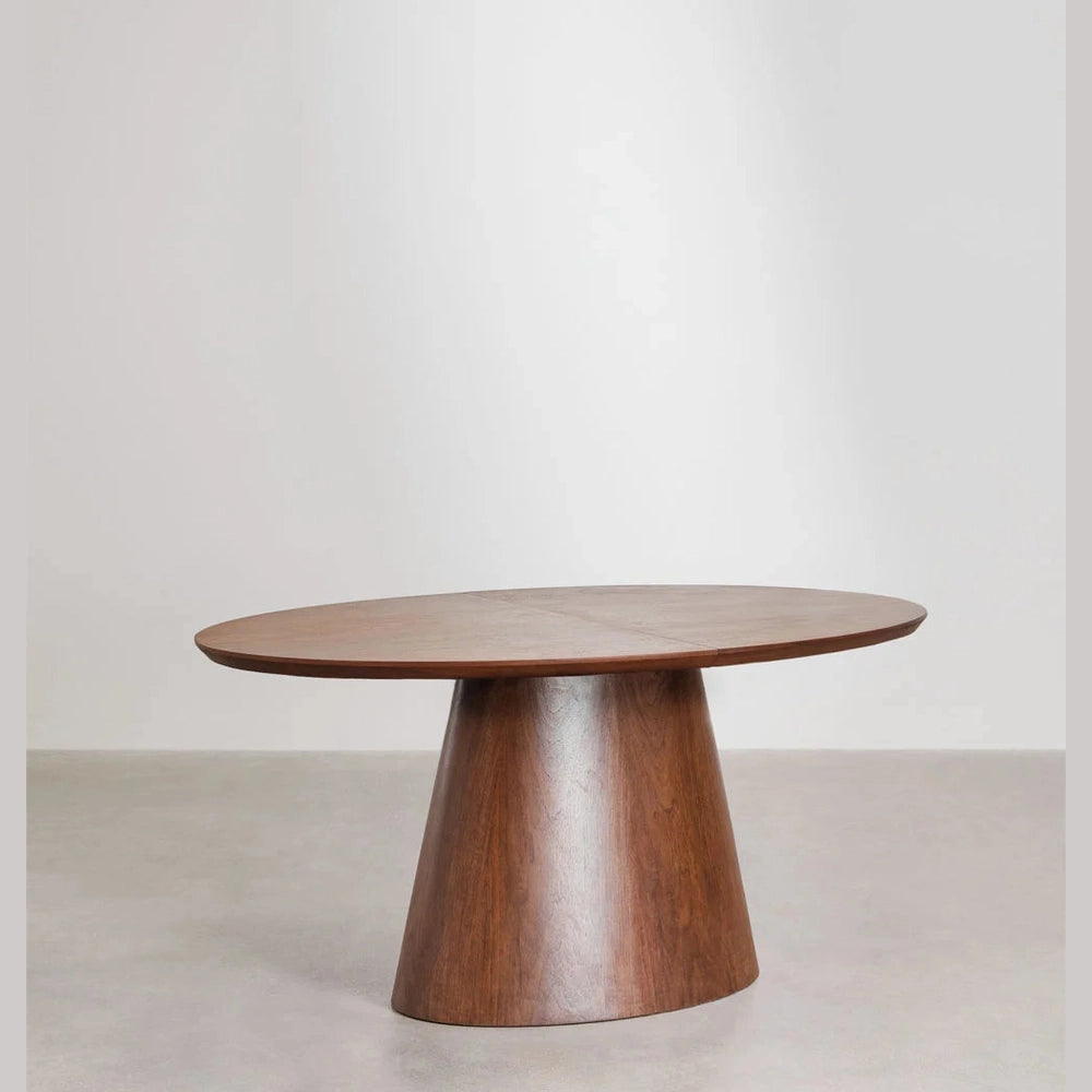 table extensible 160-200x100 cm en bois foncé avec pied centrale 