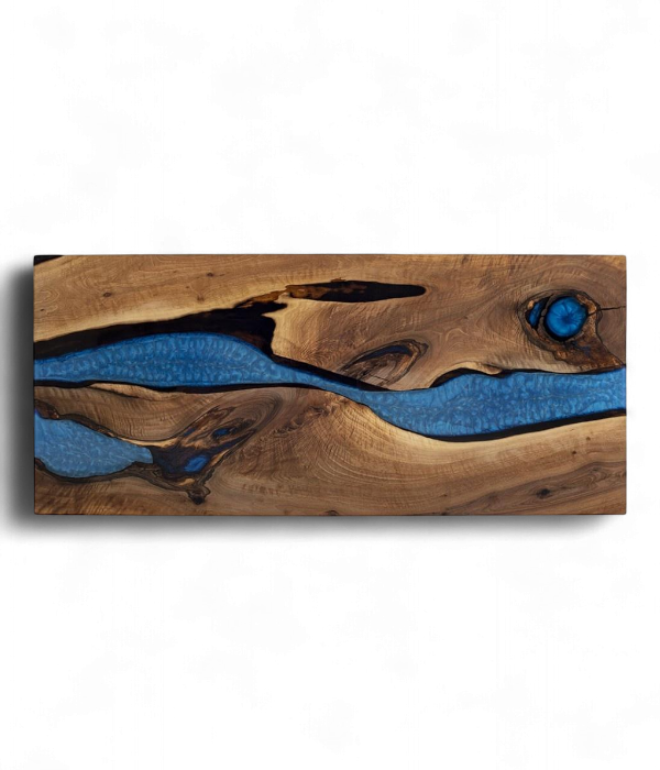 table en résine d’époxy rivière bleue pour restaurant, hôtels 