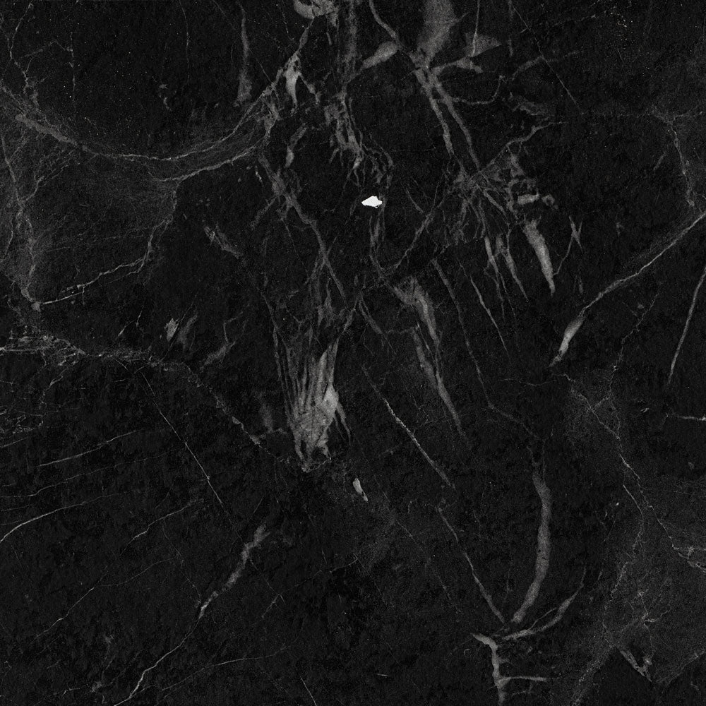 Table de restaurant Lotus 120×60 cm avec plateau décor marbre noir et pied en métal