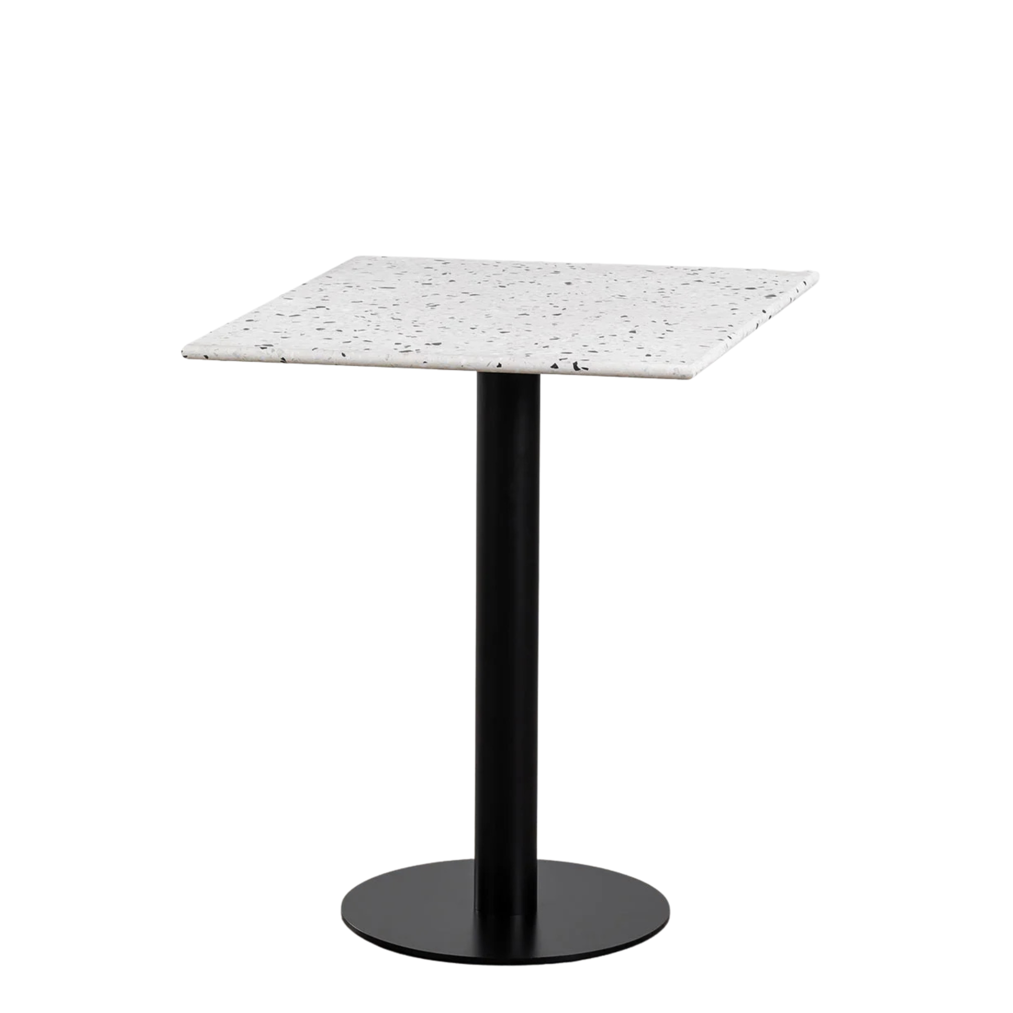 table terrazzo noir en 60x60 cm avec pied